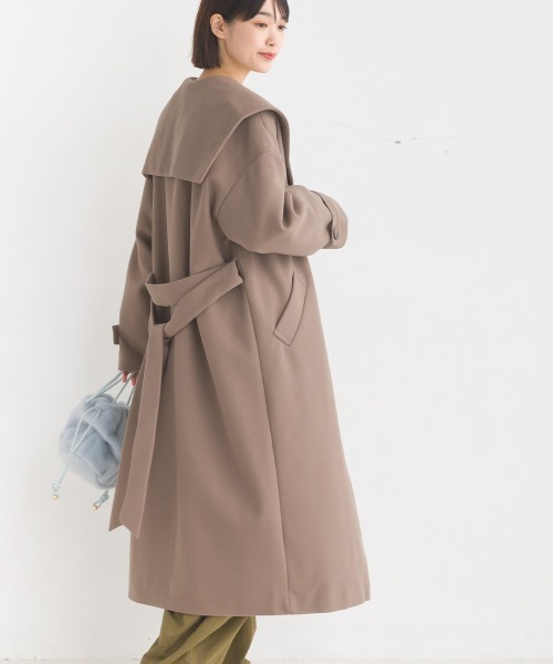 OMNES（オムネス）の「ニットモッサライトセーラーカラーコート（その他アウター・レディース・グレイッシュベージュ/ブラック/アイボリー/ブラウン・FREE）」の3枚目の写真