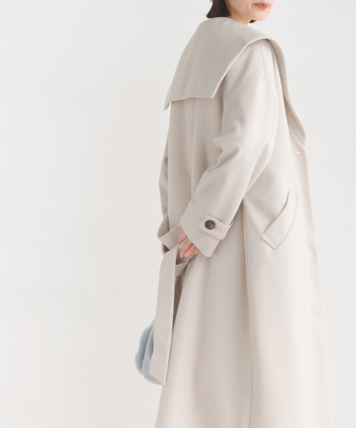 OMNES（オムネス）の「ニットモッサライトセーラーカラーコート（その他アウター・レディース・グレイッシュベージュ/ブラック/アイボリー/ブラウン・FREE）」の6枚目の写真