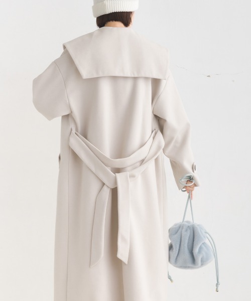 OMNES（オムネス）の「ニットモッサライトセーラーカラーコート（その他アウター・レディース・グレイッシュベージュ/ブラック/アイボリー/ブラウン・FREE）」の7枚目の写真