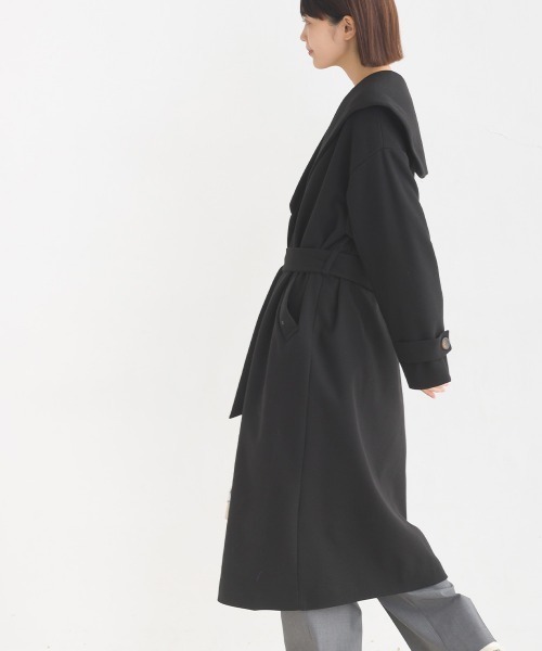 OMNES（オムネス）の「ニットモッサライトセーラーカラーコート（その他アウター・レディース・グレイッシュベージュ/ブラック/アイボリー/ブラウン・FREE）」の14枚目の写真