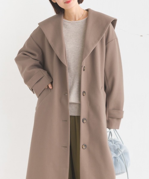 OMNES（オムネス）の「ニットモッサライトセーラーカラーコート（その他アウター・レディース・グレイッシュベージュ/ブラック/アイボリー/ブラウン・FREE）」の15枚目の写真