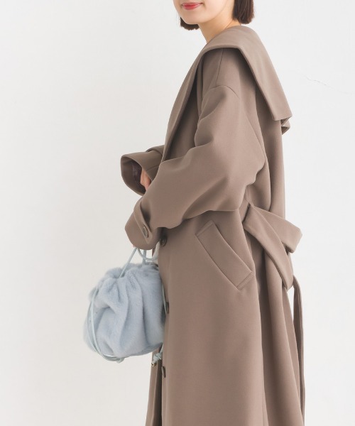 OMNES（オムネス）の「ニットモッサライトセーラーカラーコート（その他アウター・レディース・グレイッシュベージュ/ブラック/アイボリー/ブラウン・FREE）」の16枚目の写真