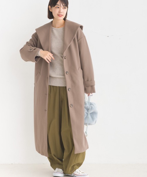 OMNES（オムネス）の「ニットモッサライトセーラーカラーコート（その他アウター・レディース・グレイッシュベージュ/ブラック/アイボリー/ブラウン・FREE）」の18枚目の写真