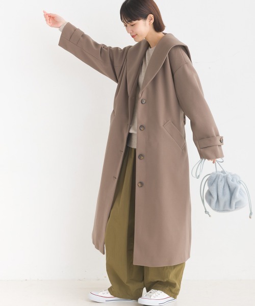 OMNES（オムネス）の「ニットモッサライトセーラーカラーコート（その他アウター・レディース・グレイッシュベージュ/ブラック/アイボリー/ブラウン・FREE）」の19枚目の写真