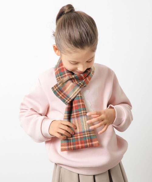 a.v.v（アーヴェヴェ）の「[KIDS]チェック柄ティペット（マフラー・キッズ・レッド/ベージュ・120）」の6枚目の写真
