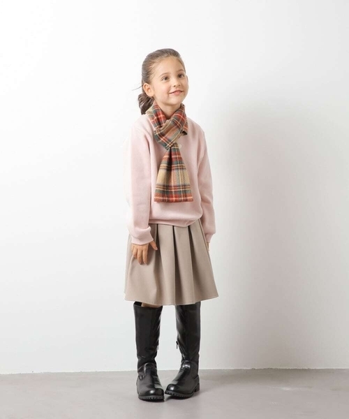 a.v.v（アーヴェヴェ）の「[KIDS]チェック柄ティペット（マフラー・キッズ・レッド/ベージュ・120）」の7枚目の写真