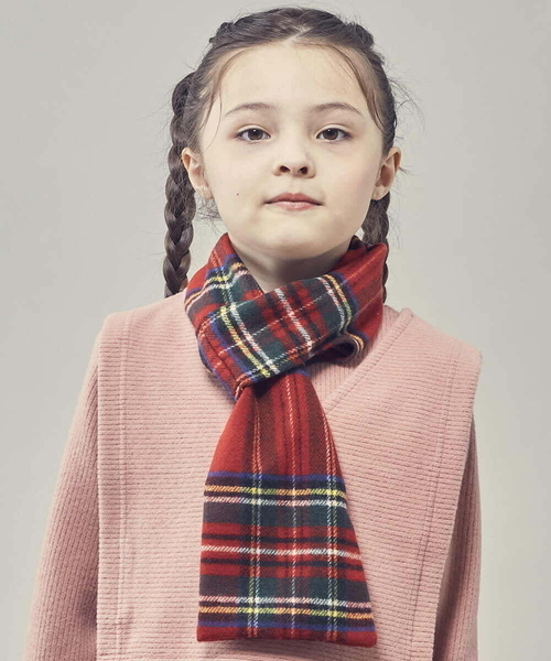 a.v.v（アーヴェヴェ）の「[KIDS]チェック柄ティペット（マフラー・キッズ・レッド/ベージュ・120）」の8枚目の写真