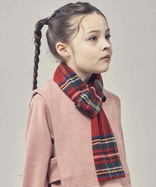a.v.v（アーヴェヴェ）の「[KIDS]チェック柄ティペット（マフラー・キッズ・レッド/ベージュ・120）」の9枚目の写真