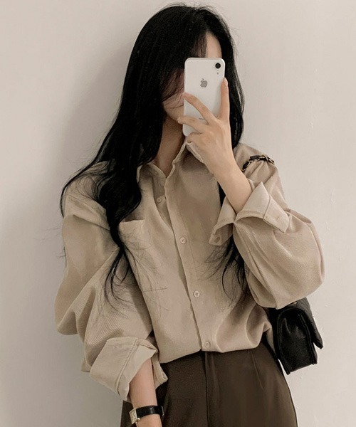 BEIDELLI（ベイデリー）の「[BELLIDE MADE] コーデュロイルーズシャツ（シャツ/ブラウス・レディース・スカイブルー/チャコールグレー/ベージュ・FREE）」の13枚目の写真
