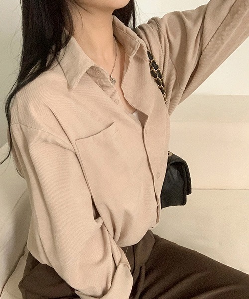 BEIDELLI（ベイデリー）の「[BELLIDE MADE] コーデュロイルーズシャツ（シャツ/ブラウス・レディース・スカイブルー/チャコールグレー/ベージュ・FREE）」の16枚目の写真
