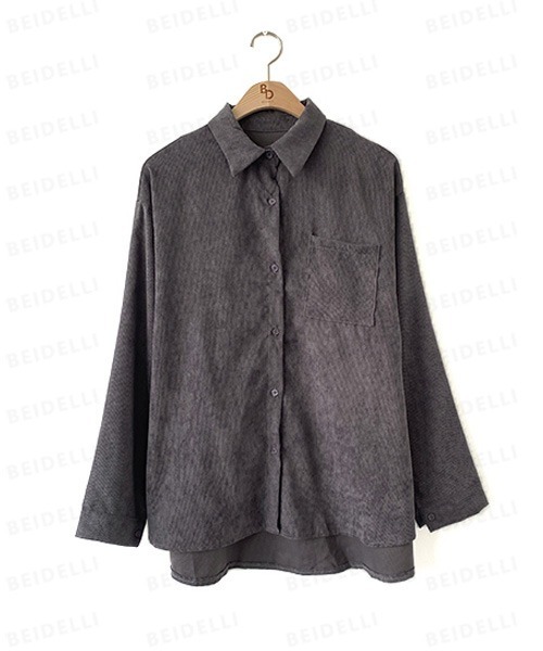 BEIDELLI（ベイデリー）の「[BELLIDE MADE] コーデュロイルーズシャツ（シャツ/ブラウス・レディース・スカイブルー/チャコールグレー/ベージュ・FREE）」の18枚目の写真