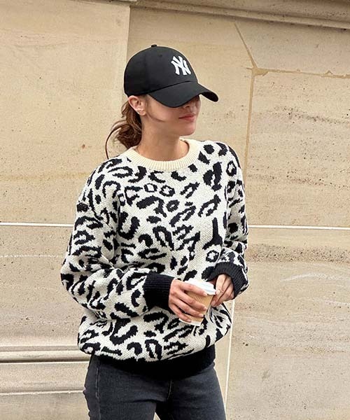 NANING9(ナンニング)の「NANING9 レオパードニットセーター(ニット/セーター・レディース・ブラック・FREE)」の9枚目の写真