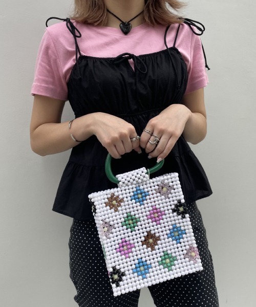 Casselini(キャセリーニ)の「Casselini(キャセリーニ)パターンビーズバッグ(ハンドバッグ・レディース・ブラック/ホワイト/レッド・FREE)」の12枚目の写真