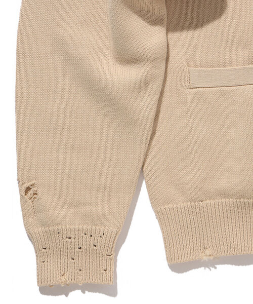 BEAMS(ビームス)の「BEAMS / 7ゲージ ダメージ カーディガン(カーディガン/ボレロ・メンズ・ナチュラル/ブラック・S/M/L/XL)」の14枚目の写真