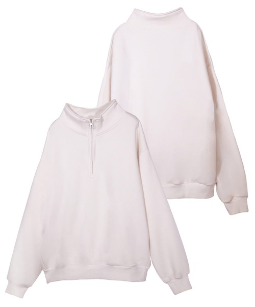 UNDERWRAPS(アンダーラップス)の「裏起毛ハーフZIPトレーナー(M3)(Tシャツ/カットソー・レディース・杢グレー/ブルー/ヘザーグレー/ブラック/アイボリー/グリーン/ピンク・MEDIUM/LARGE)」の2枚目の写真