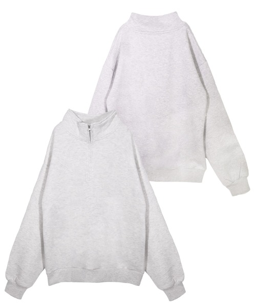 UNDERWRAPS(アンダーラップス)の「裏起毛ハーフZIPトレーナー(M3)(Tシャツ/カットソー・レディース・杢グレー/ブルー/ヘザーグレー/ブラック/アイボリー/グリーン/ピンク・MEDIUM/LARGE)」の4枚目の写真