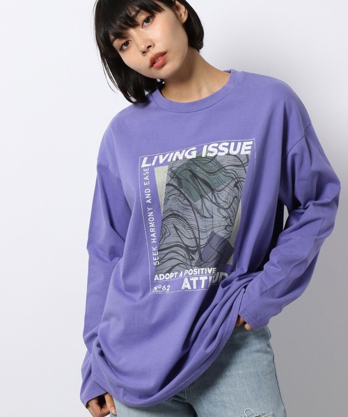 PAGEBOY(ページボーイ)の「ニュアンスアートロンT(Tシャツ/カットソー・レディース・ブラック/オフホワイト/ラベンダー・FREE)」の1枚目の写真