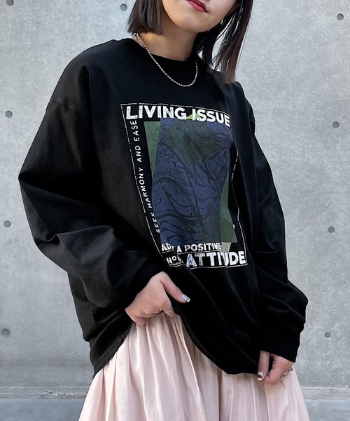 PAGEBOY(ページボーイ)の「ニュアンスアートロンT(Tシャツ/カットソー・レディース・ブラック/オフホワイト/ラベンダー・FREE)」の3枚目の写真