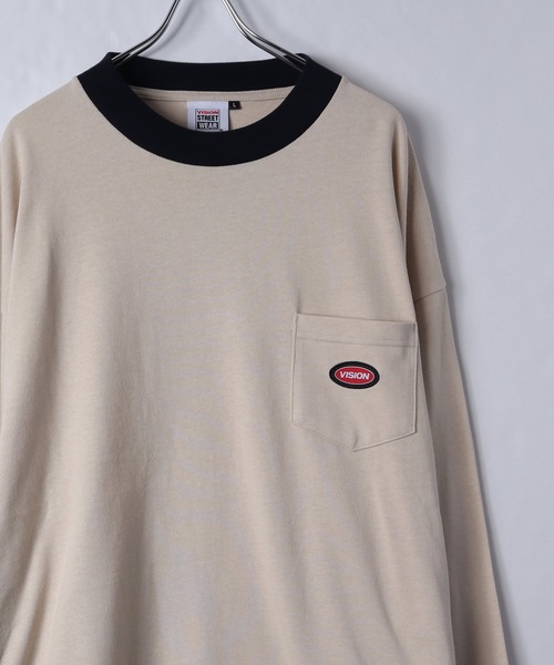 VISION STREET WEAR(ヴィジョンストリートウェア)の「【VISION STREET WEAR】ヘビーウェイト ポケットクルーネックロンT(Tシャツ/カットソー・レディース・グリーン/ネイビー/ターコイズブルー/ブラック/ホワイト/ベージュ・X-LARGE/LARGE/MEDIUM)」の4枚目の写真