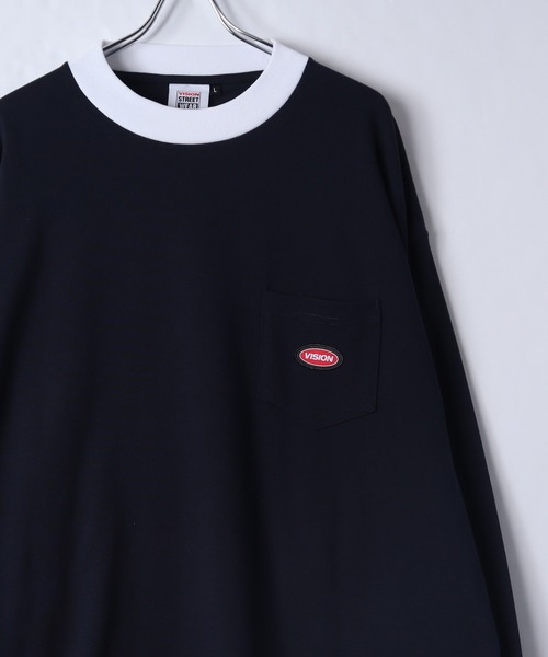 VISION STREET WEAR(ヴィジョンストリートウェア)の「【VISION STREET WEAR】ヘビーウェイト ポケットクルーネックロンT(Tシャツ/カットソー・レディース・グリーン/ネイビー/ターコイズブルー/ブラック/ホワイト/ベージュ・X-LARGE/LARGE/MEDIUM)」の6枚目の写真
