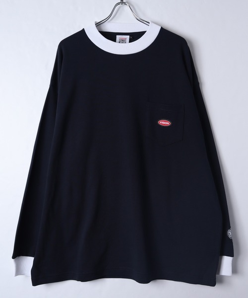 VISION STREET WEAR(ヴィジョンストリートウェア)の「【VISION STREET WEAR】ヘビーウェイト ポケットクルーネックロンT(Tシャツ/カットソー・レディース・グリーン/ネイビー/ターコイズブルー/ブラック/ホワイト/ベージュ・X-LARGE/LARGE/MEDIUM)」の15枚目の写真