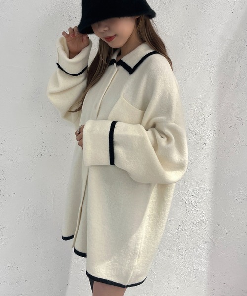 apres jour mignon(アプレジュールミニョン)の「ポケット付きニット【ZOZOTOWN限定アイテム】(カーディガン/ボレロ・レディース・アイボリー/ブラック/グリーン・X-LARGE/フリー)」の2枚目の写真