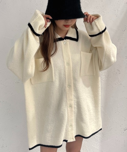 apres jour mignon(アプレジュールミニョン)の「ポケット付きニット【ZOZOTOWN限定アイテム】(カーディガン/ボレロ・レディース・アイボリー/ブラック/グリーン・X-LARGE/フリー)」の4枚目の写真