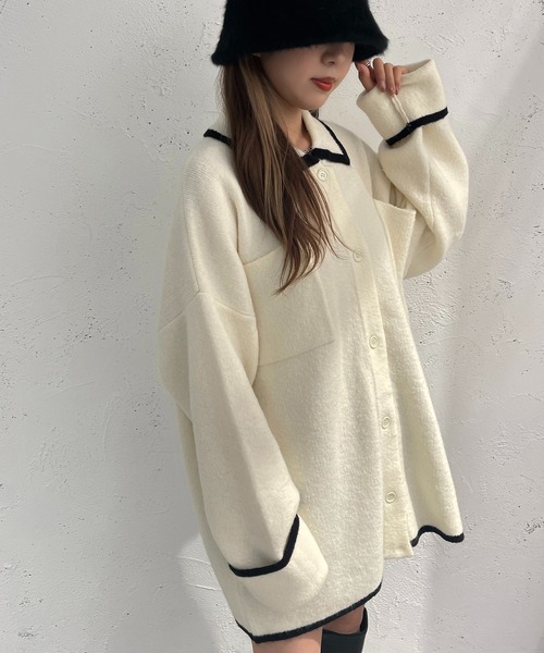 apres jour mignon(アプレジュールミニョン)の「ポケット付きニット【ZOZOTOWN限定アイテム】(カーディガン/ボレロ・レディース・アイボリー/ブラック/グリーン・X-LARGE/フリー)」の5枚目の写真