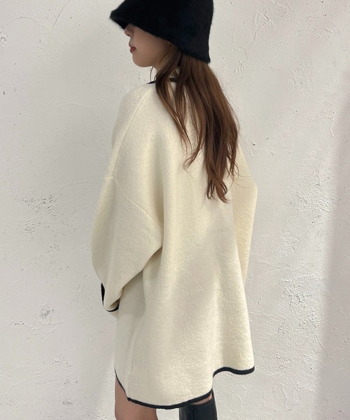 apres jour mignon(アプレジュールミニョン)の「ポケット付きニット【ZOZOTOWN限定アイテム】(カーディガン/ボレロ・レディース・アイボリー/ブラック/グリーン・X-LARGE/フリー)」の6枚目の写真