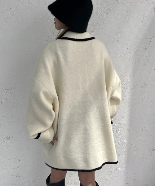 apres jour mignon(アプレジュールミニョン)の「ポケット付きニット【ZOZOTOWN限定アイテム】(カーディガン/ボレロ・レディース・アイボリー/ブラック/グリーン・X-LARGE/フリー)」の7枚目の写真