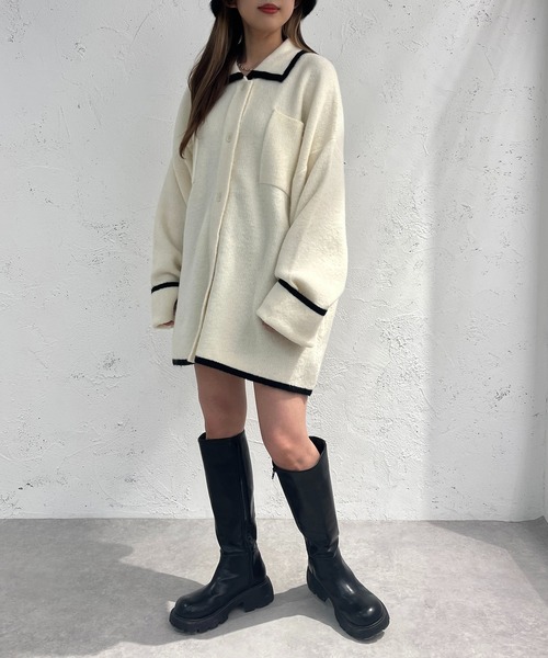 apres jour mignon(アプレジュールミニョン)の「ポケット付きニット【ZOZOTOWN限定アイテム】(カーディガン/ボレロ・レディース・アイボリー/ブラック/グリーン・X-LARGE/フリー)」の8枚目の写真