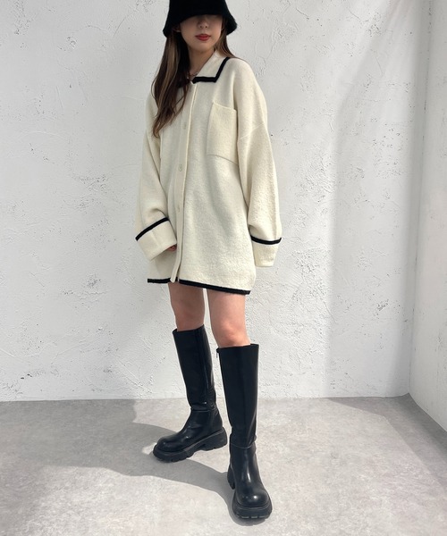 apres jour mignon(アプレジュールミニョン)の「ポケット付きニット【ZOZOTOWN限定アイテム】(カーディガン/ボレロ・レディース・アイボリー/ブラック/グリーン・X-LARGE/フリー)」の9枚目の写真