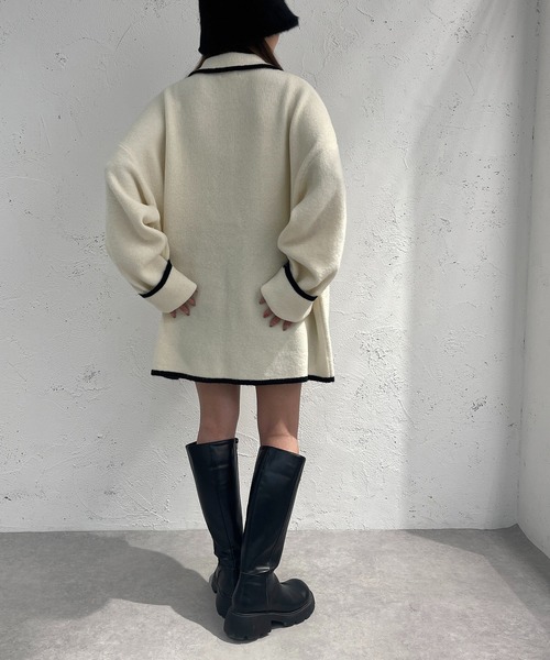apres jour mignon(アプレジュールミニョン)の「ポケット付きニット【ZOZOTOWN限定アイテム】(カーディガン/ボレロ・レディース・アイボリー/ブラック/グリーン・X-LARGE/フリー)」の10枚目の写真