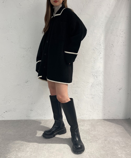 apres jour mignon(アプレジュールミニョン)の「ポケット付きニット【ZOZOTOWN限定アイテム】(カーディガン/ボレロ・レディース・アイボリー/ブラック/グリーン・X-LARGE/フリー)」の15枚目の写真