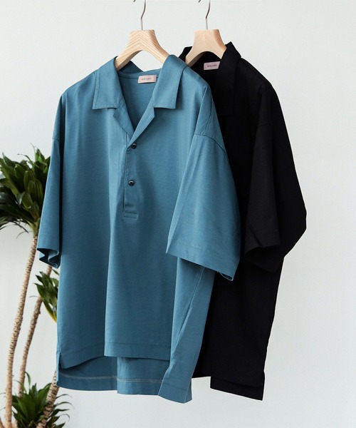 BEAMS LIGHTS（ビームスライツ）の「BEAMS LIGHTS / オープンカラー ポロシャツ（ポロシャツ・メンズ・ブラック/ライトブルー・SMALL/MEDIUM/LARGE）」の18枚目の写真