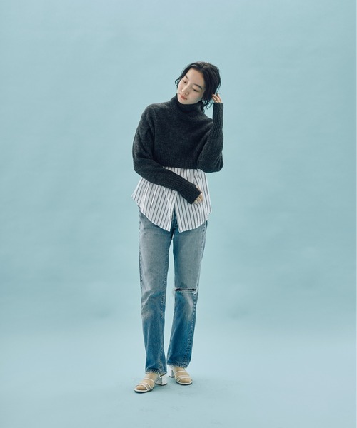 INSIIS(インシス)の「クロップドショルダータックニット(ニット/セーター・レディース・イエロー/ブラック・フリー)」の12枚目の写真