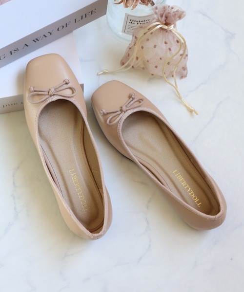 LibertyDoll（リバティードール）の「スクエアトゥ フラット美脚バレエパンプス（バレエシューズ・レディース・アイボリー/レオパード/ブラック/ブラック系その他/ベージュ/グレイッシュベージュ/シルバー/ベージュ系その他/ゴールド/シルバー系1/ゴールド系1/ブラック系1・3L/S/M/SS/L/LL）」の6枚目の写真