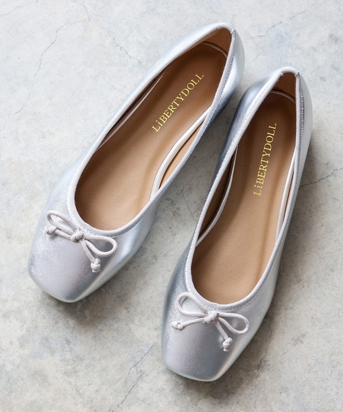 LibertyDoll（リバティードール）の「スクエアトゥ フラット美脚バレエパンプス（バレエシューズ・レディース・アイボリー/レオパード/ブラック/ブラック系その他/ベージュ/グレイッシュベージュ/シルバー/ベージュ系その他/ゴールド/シルバー系1/ゴールド系1/ブラック系1・3L/S/M/SS/L/LL）」の8枚目の写真