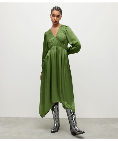 ALLSAINTS（オールセインツ）の「ESTELLE SILK BLEND ASYMMETRIC MIDI