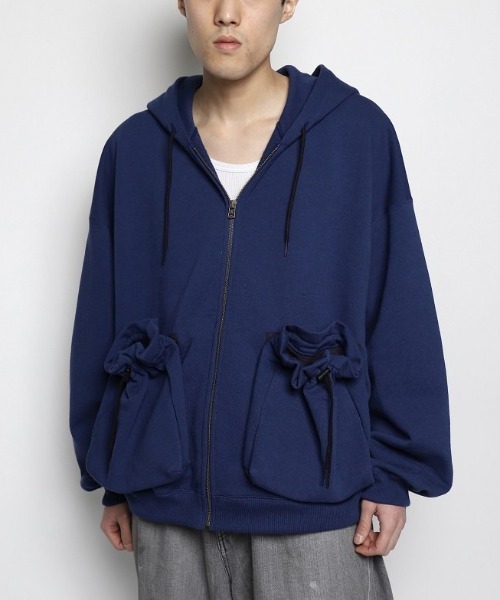 refomed（リフォメッド）の「”KINCHAKU＂ZIPUP HOODIE（ブルゾン・メンズ・ブルー/ナチュラル・3）」の2枚目の写真