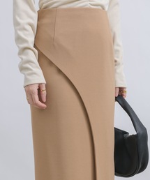 【大人の魅力引き立つ美曲線。】【身体のラインを拾いにくい！】【大きなスリットで歩きやすい】ウエストゴムカーブラップロングスカート