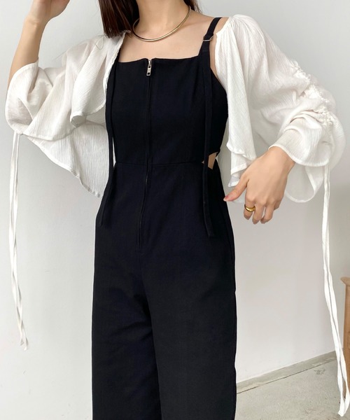 callautia（カラウティア）の「ウエストスリットサロペットパンツ（サロペット/オーバーオール・レディース・ホワイト/ブラック/アイボリー/ネイビー/ブラウン・SMALL/MEDIUM/LARGE/X-LARGE）」の6枚目の写真