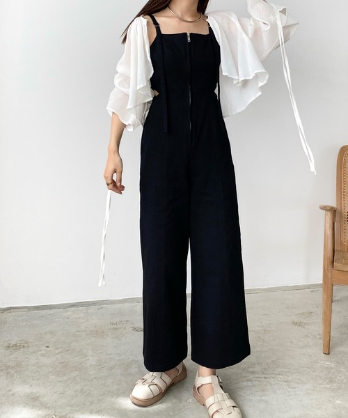 callautia（カラウティア）の「ウエストスリットサロペットパンツ（サロペット/オーバーオール・レディース・ホワイト/ブラック/アイボリー/ネイビー/ブラウン・SMALL/MEDIUM/LARGE/X-LARGE）」の7枚目の写真