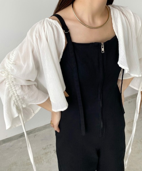 callautia（カラウティア）の「ウエストスリットサロペットパンツ（サロペット/オーバーオール・レディース・ホワイト/ブラック/アイボリー/ネイビー/ブラウン・SMALL/MEDIUM/LARGE/X-LARGE）」の8枚目の写真