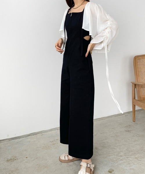 callautia（カラウティア）の「ウエストスリットサロペットパンツ（サロペット/オーバーオール・レディース・ホワイト/ブラック/アイボリー/ネイビー/ブラウン・SMALL/MEDIUM/LARGE/X-LARGE）」の10枚目の写真