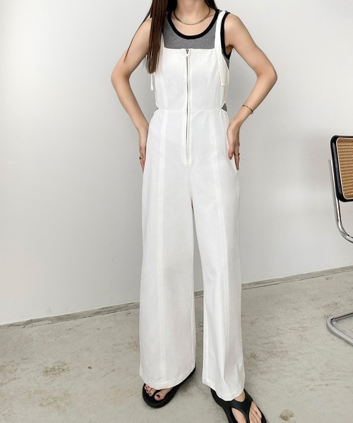 callautia（カラウティア）の「ウエストスリットサロペットパンツ（サロペット/オーバーオール・レディース・ホワイト/ブラック/アイボリー/ネイビー/ブラウン・SMALL/MEDIUM/LARGE/X-LARGE）」の14枚目の写真