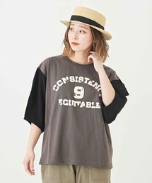 CUBE SUGAR（キューブシュガー）の「カットソー×布帛ランタンスリーブTシャツ（Tシャツ/カットソー）」