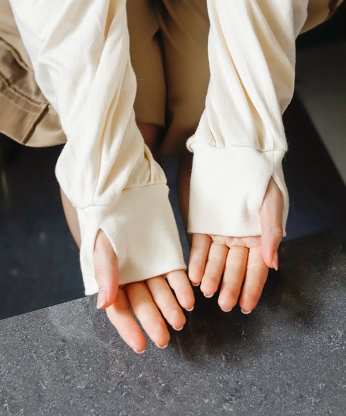 Birthday room（バースデイルーム）の「ハート刺繍ロングTシャツ（Tシャツ/カットソー・レディース・ホワイト/グレー/ナチュラル/チャコールグレー・FREE）」の14枚目の写真