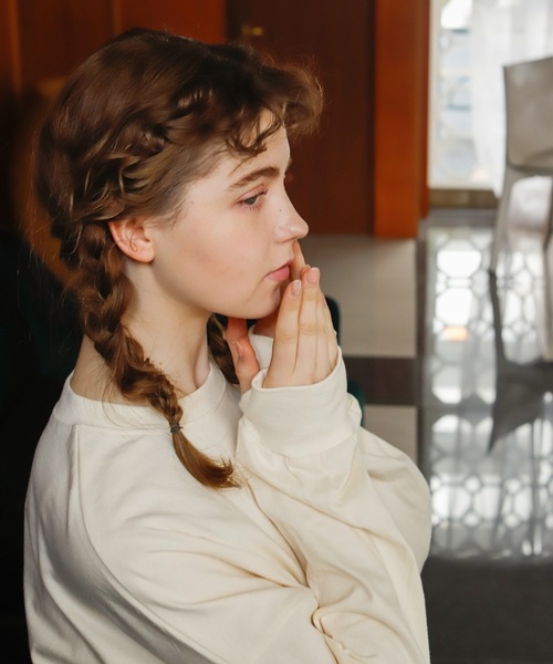 Birthday room（バースデイルーム）の「ハート刺繍ロングTシャツ（Tシャツ/カットソー・レディース・ホワイト/グレー/ナチュラル/チャコールグレー・FREE）」の15枚目の写真