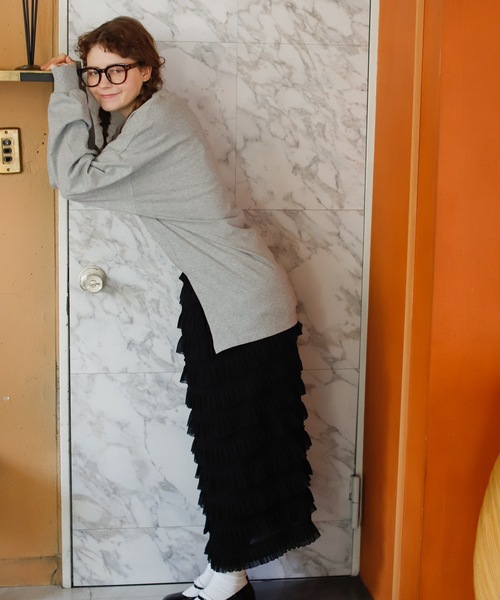 Birthday room（バースデイルーム）の「ハート刺繍ロングTシャツ（Tシャツ/カットソー・レディース・ホワイト/グレー/ナチュラル/チャコールグレー・FREE）」の21枚目の写真